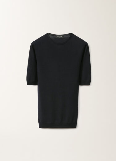 Fabiana Filippi T-Shirt aus Baumwolle und Seide, nachtblau BLAU MAD275F469N8210000