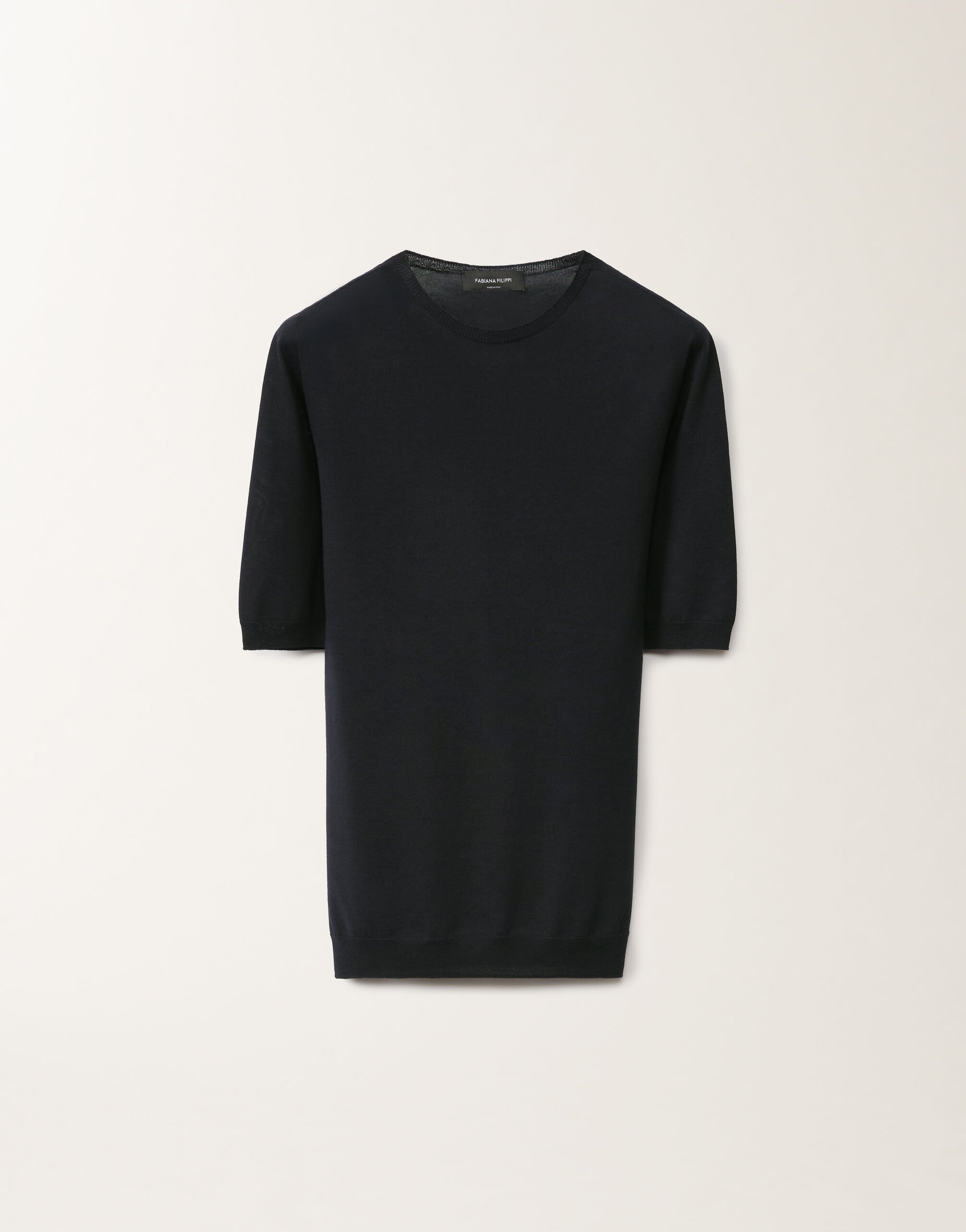 Fabiana Filippi T-Shirt aus Baumwolle und Seide, nachtblau BLAU MAD275F469N8210000