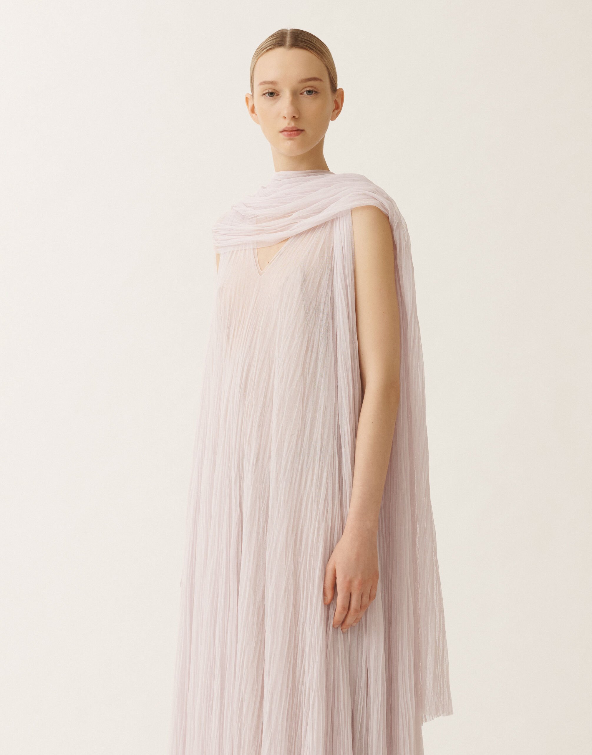 Fabiana Filippi Pleated tulle maxi scarf, mauve LAVENDER SAD275A023L3860000