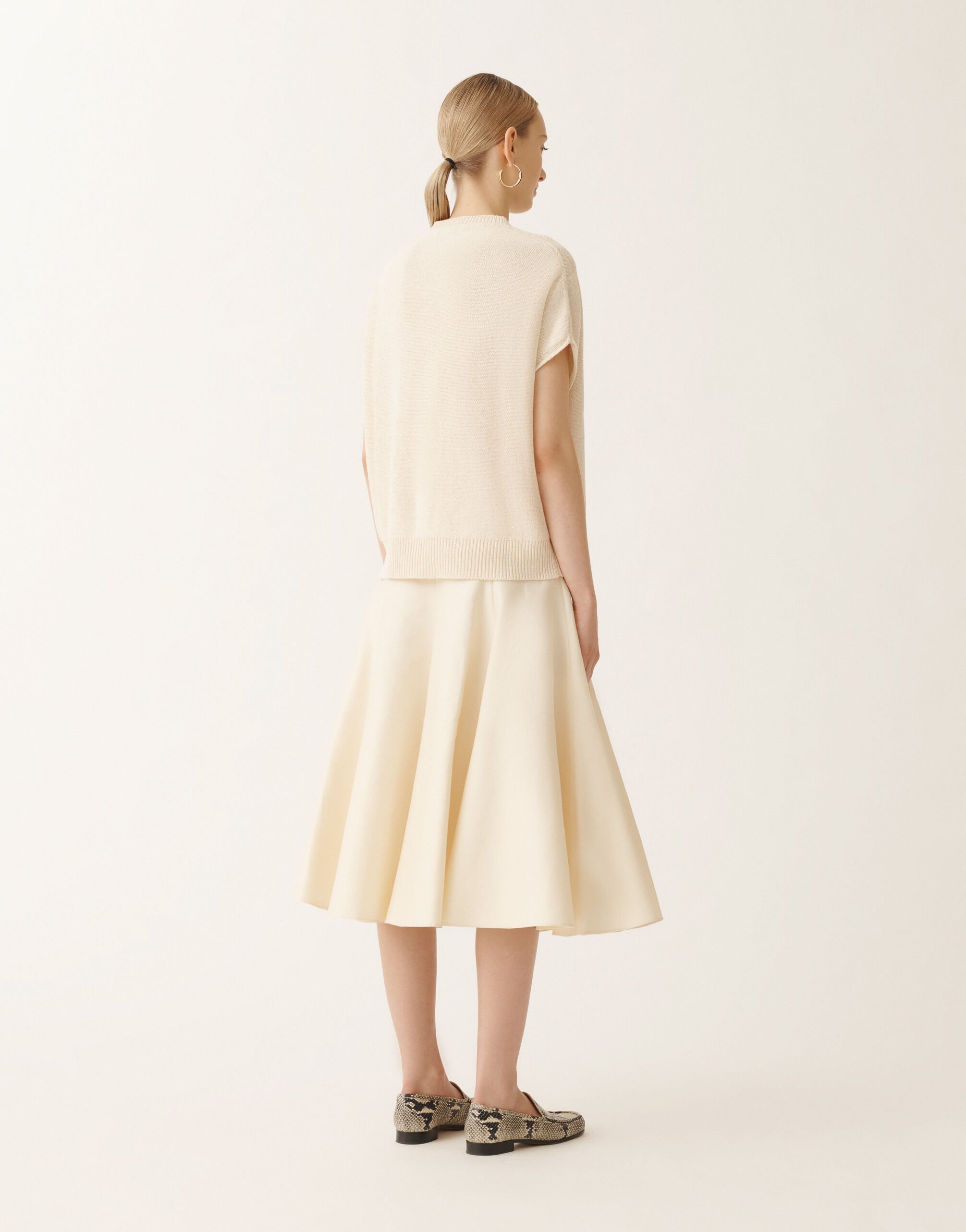 Fabiana Filippi Cotton and linen cape with sequins, vanilla VANILLA MAD275F525D2730000