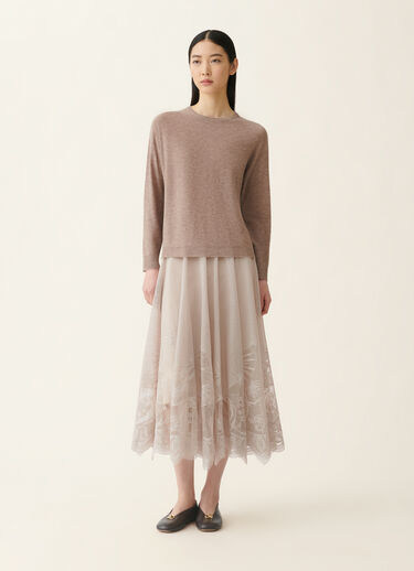 Pullover aus Wolle mit Pailletten, mocha Fabiana Filippi Pullover aus Wolle mit Pailletten, mocha Mocha MAD216F102D7220000