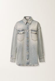 Fabiana Filippi Camicia in denim, marmorizzato acqua Blu CAD266F301L7310000