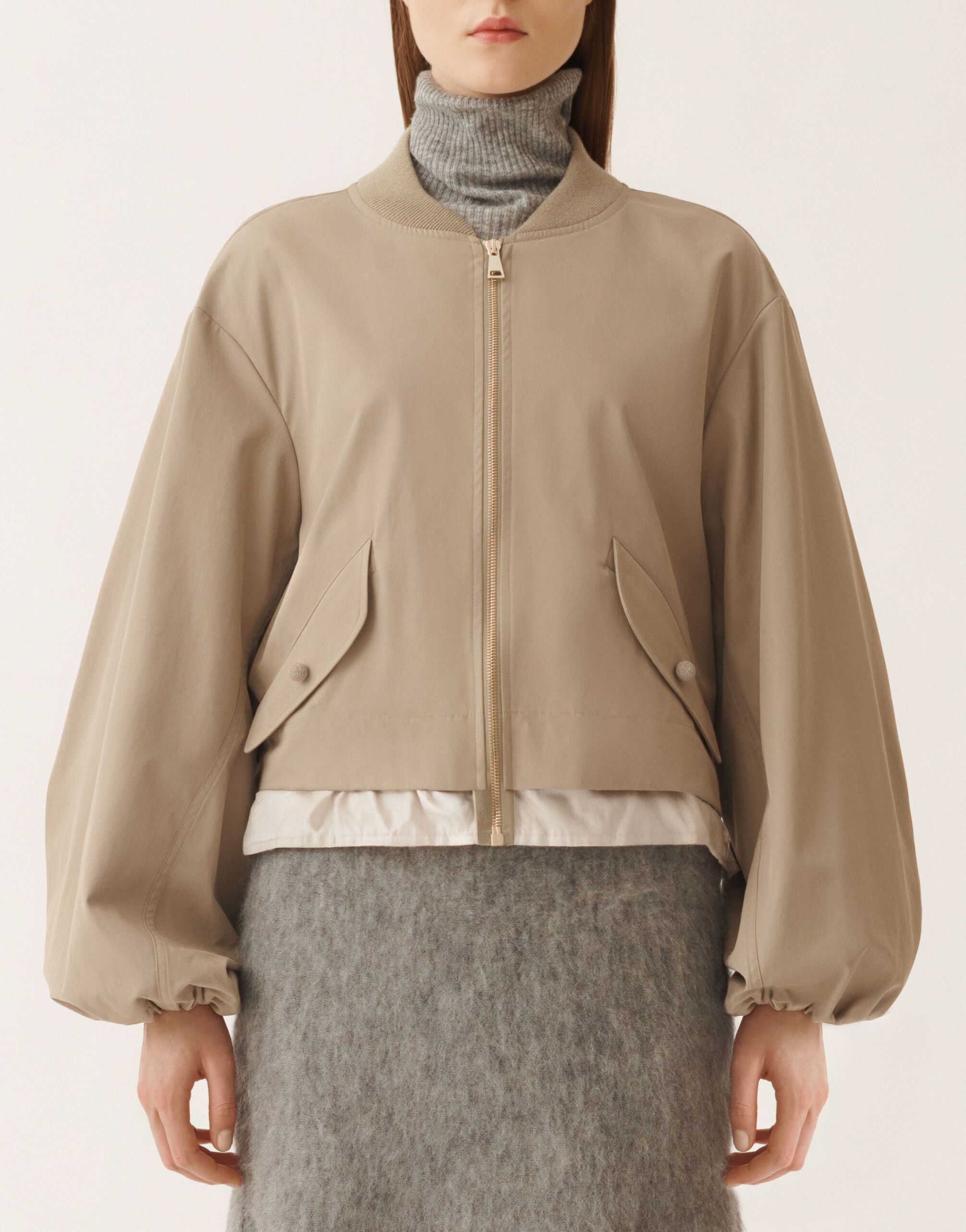 Fabiana Filippi Bomberjacke aus extrafeinem Twill, olivgrün Grün CTD215F225L5260000