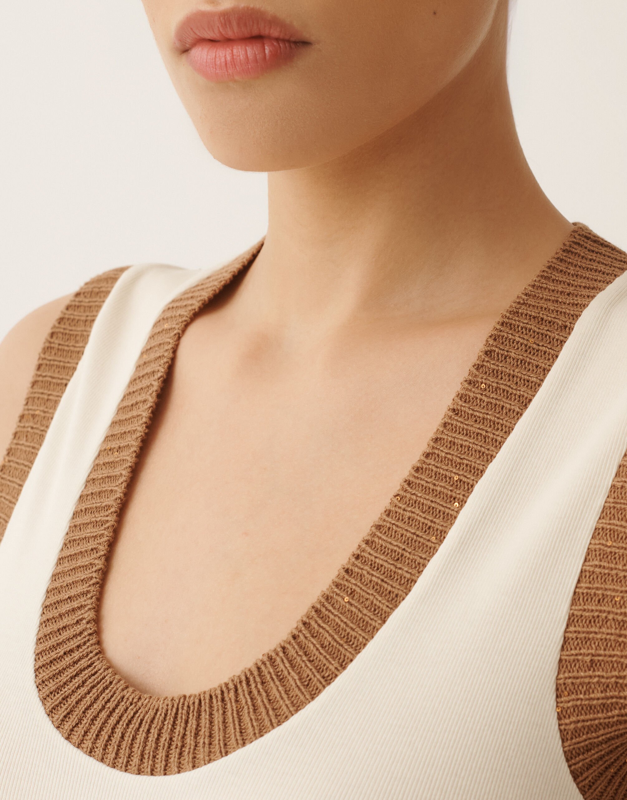 Fabiana Filippi Jersey tank top, butter and wicker BUTTER JED276F582M2240000