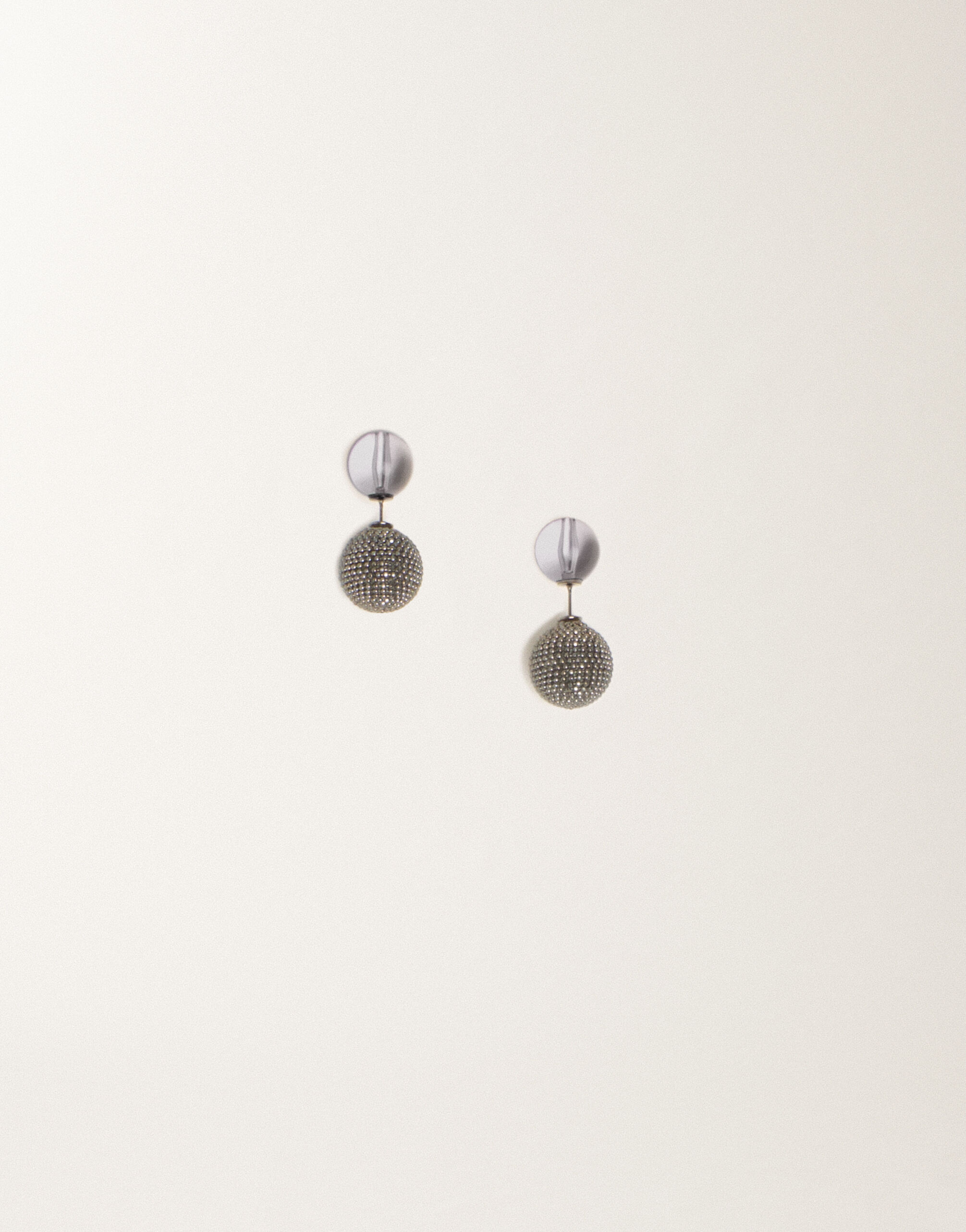 Fabiana Filippi Double ball earrings in plexi and filo diamante, smoke Smoke BXD266A862M0230000
