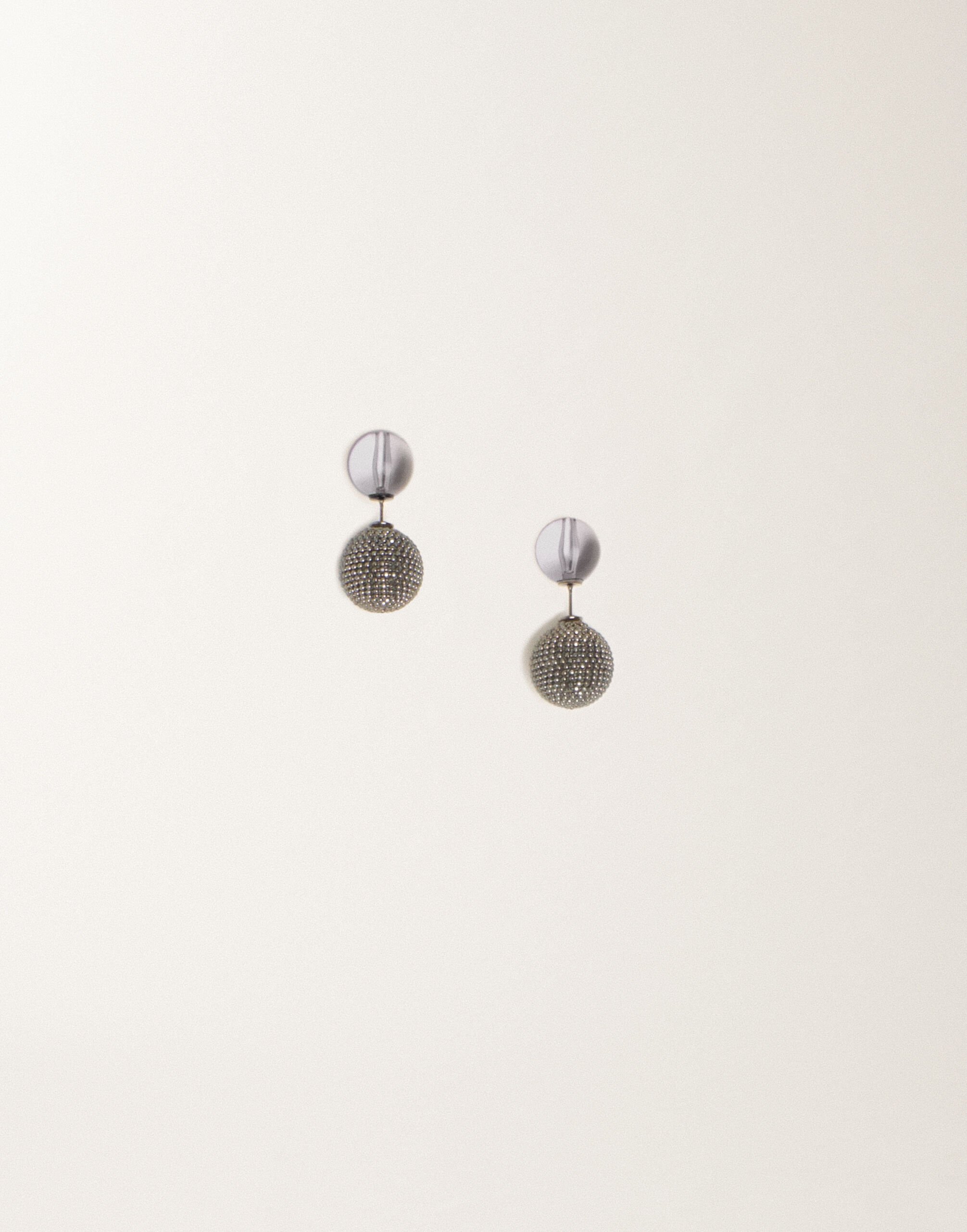 Fabiana Filippi Double ball earrings in plexi and filo diamante, smoke Smoke BXD266A862M0230000