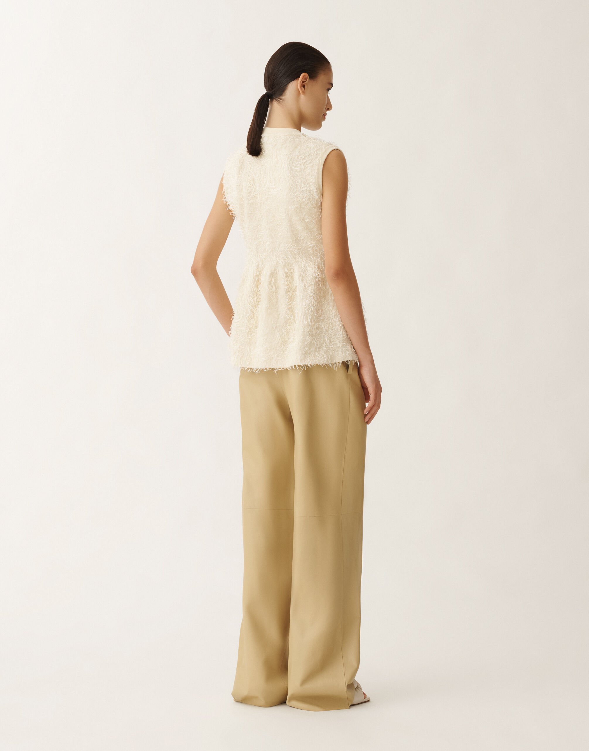 Fabiana Filippi Frayed-effect viscose sweater, putty WHITE MAD265F142L1660000