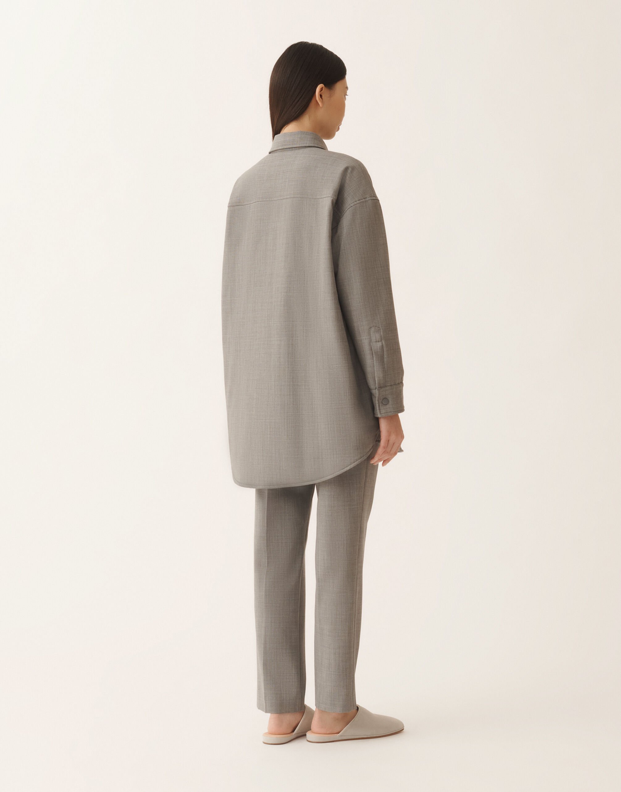 Fabiana Filippi Long shirt in bistretch fresh wool with padding, rock melange Gray CTD266F433D6200000