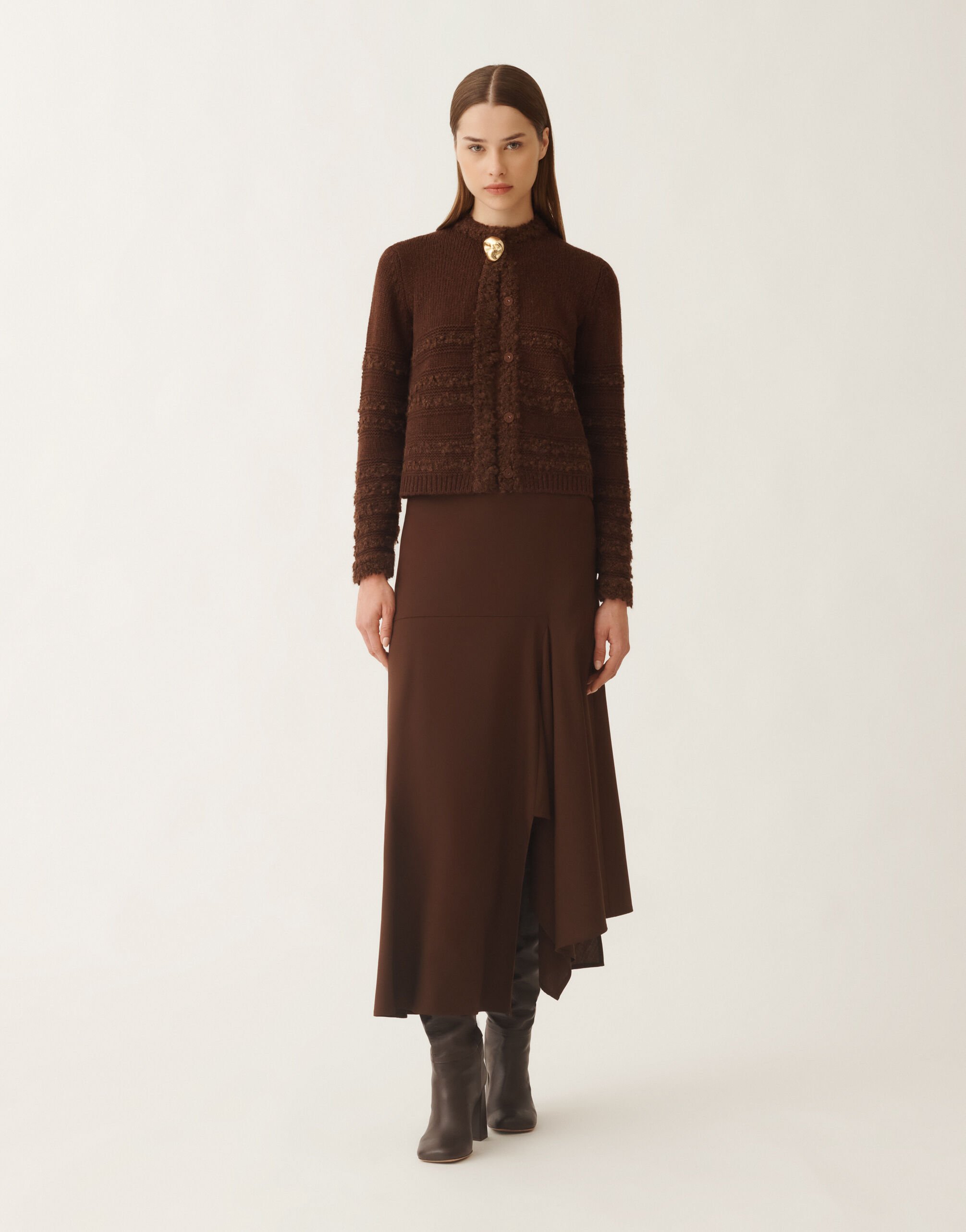 Fabiana Filippi Camel cardigan, ebony BROWN MAD215F126L5010000