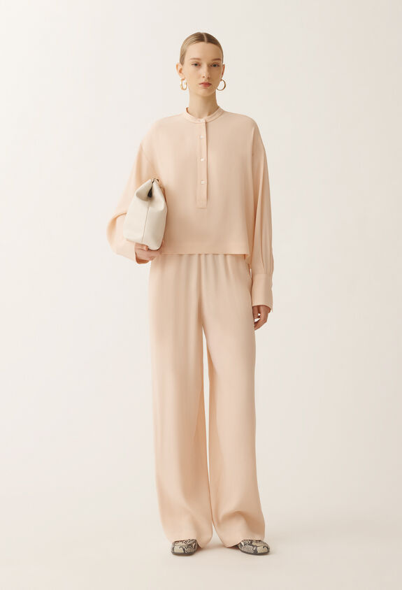 Fabiana Filippi Pantalon Trevi longer en envers satin, rose poudré ROSE PAD265F456L2880000