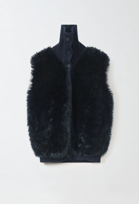 Fabiana Filippi Platinum and shearling gilet, midnight blue YELLOW PLD265F280D7510000