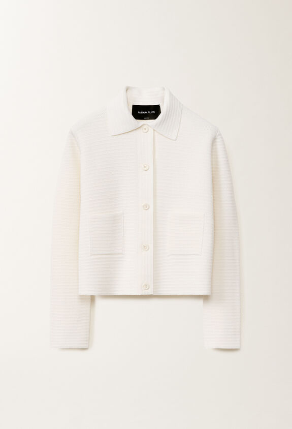Fabiana Filippi Wool and cotton jacket, raffia WHITE GCD265F220D5100000