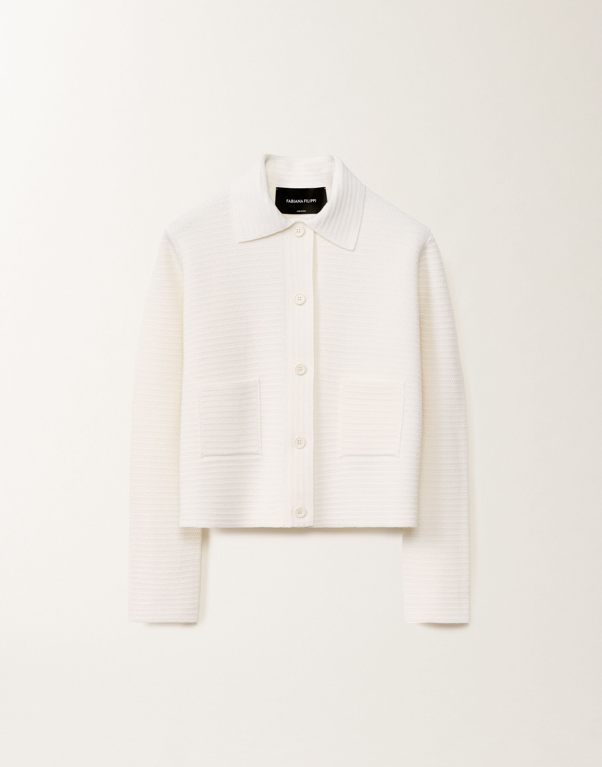 Fabiana Filippi Jacke aus Wolle und Baumwolle, bastfarben WEISS GCD265F220D5100000