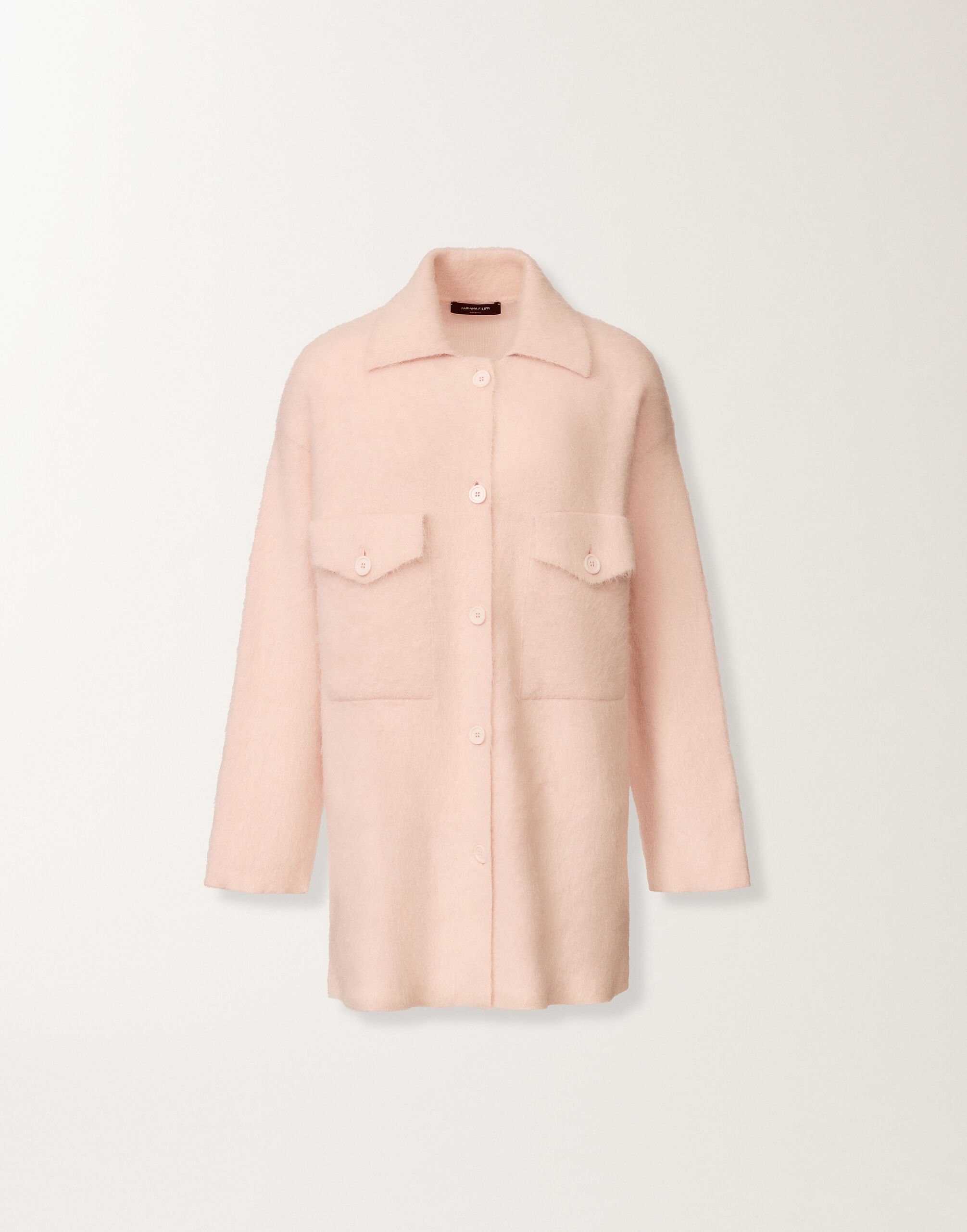Fabiana Filippi Hemd aus gebürstetem Merino und Mohair, Quarzrosa Rosa MAD225F543L6200000