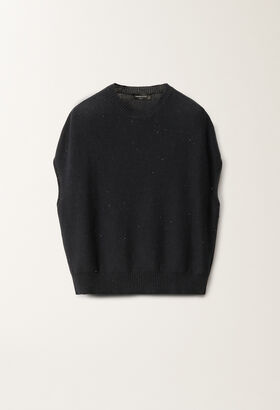 Fabiana Filippi Cotton and linen cape with sequins, midnight blue BLUE MAD275F053D2730000