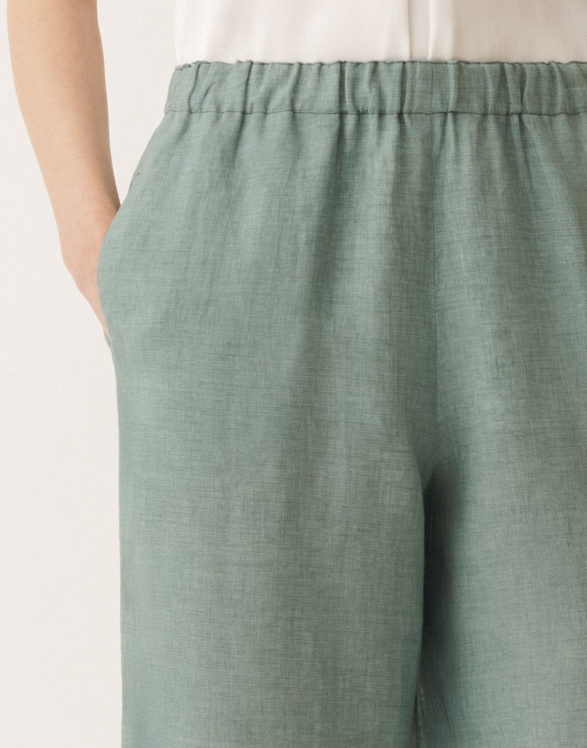 Fabiana Filippi Trevi linen canvas trousers, teal TURQUOISE PAD275F310D8350000