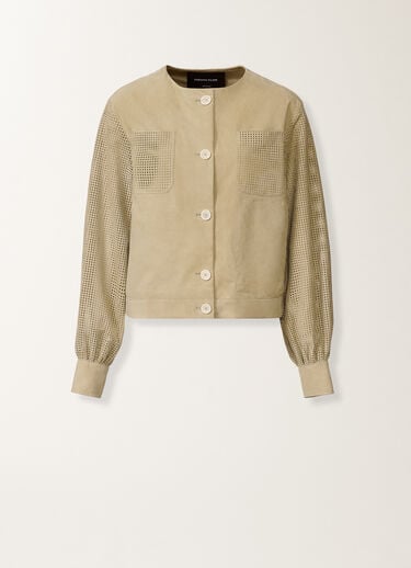 Perforierte Wildlederjacke, Khaki Fabiana Filippi Perforierte Wildlederjacke, Khaki Khaki PLD276F721M1360000