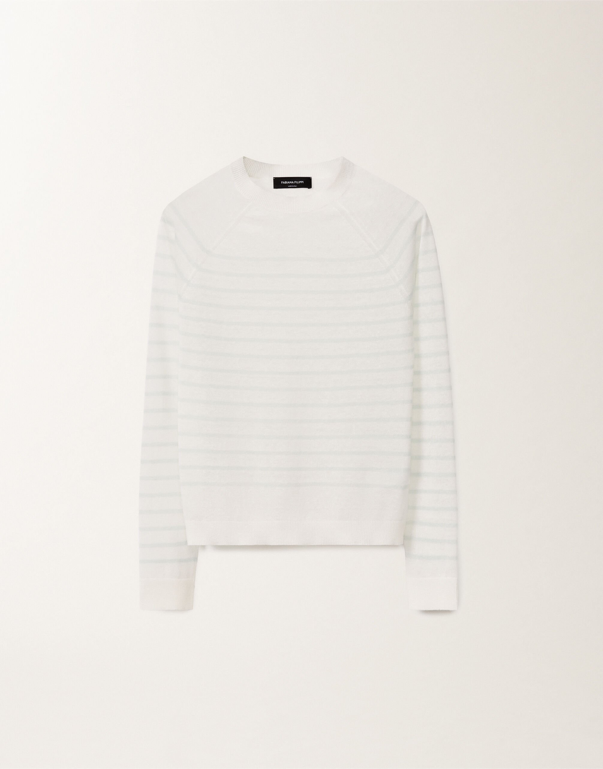 高い品質 white sweater, striped Linen and Women for green aqua トップス