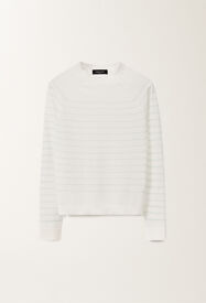 Fabiana Filippi Linen striped sweater, white and aqua green WHITE/AQUAGREEN MAD275F031L3420000