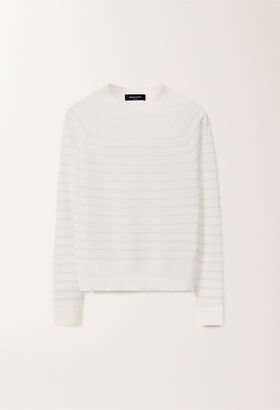 Fabiana Filippi Linen striped sweater, white and aqua green SAND ABD275F625L2330000