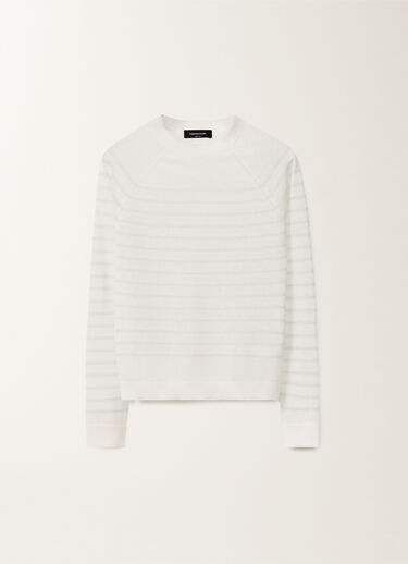 Fabiana Filippi Linen striped sweater, white and aqua green WHITE/AQUAGREEN MAD275F031L3420000