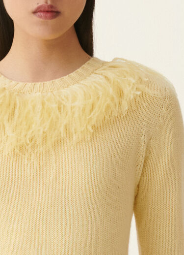 Platinum-Pullover mit Straußenfedern, Vanillegelb Fabiana Filippi Platinum-Pullover mit Straußenfedern, Vanillegelb Vanillegelb MAD226F490M4380000