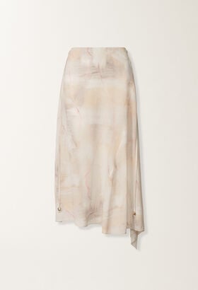 Fabiana Filippi Gonna in crepe de chine stampato, burro, acero e peonia BEIGE GND215F421D8860000