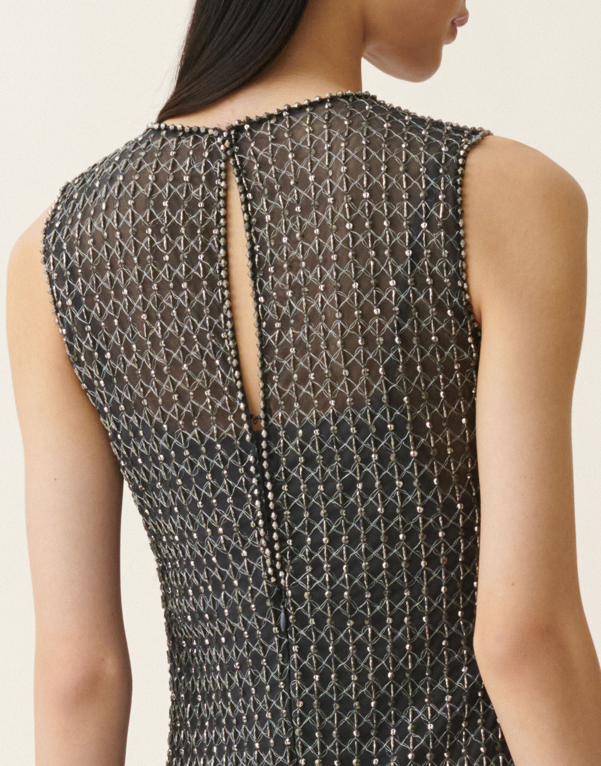 Moonlight embroidered slip dress, charcoal Fabiana Filippi Moonlight embroidered slip dress, charcoal Charcoal ABD226F598M4400000