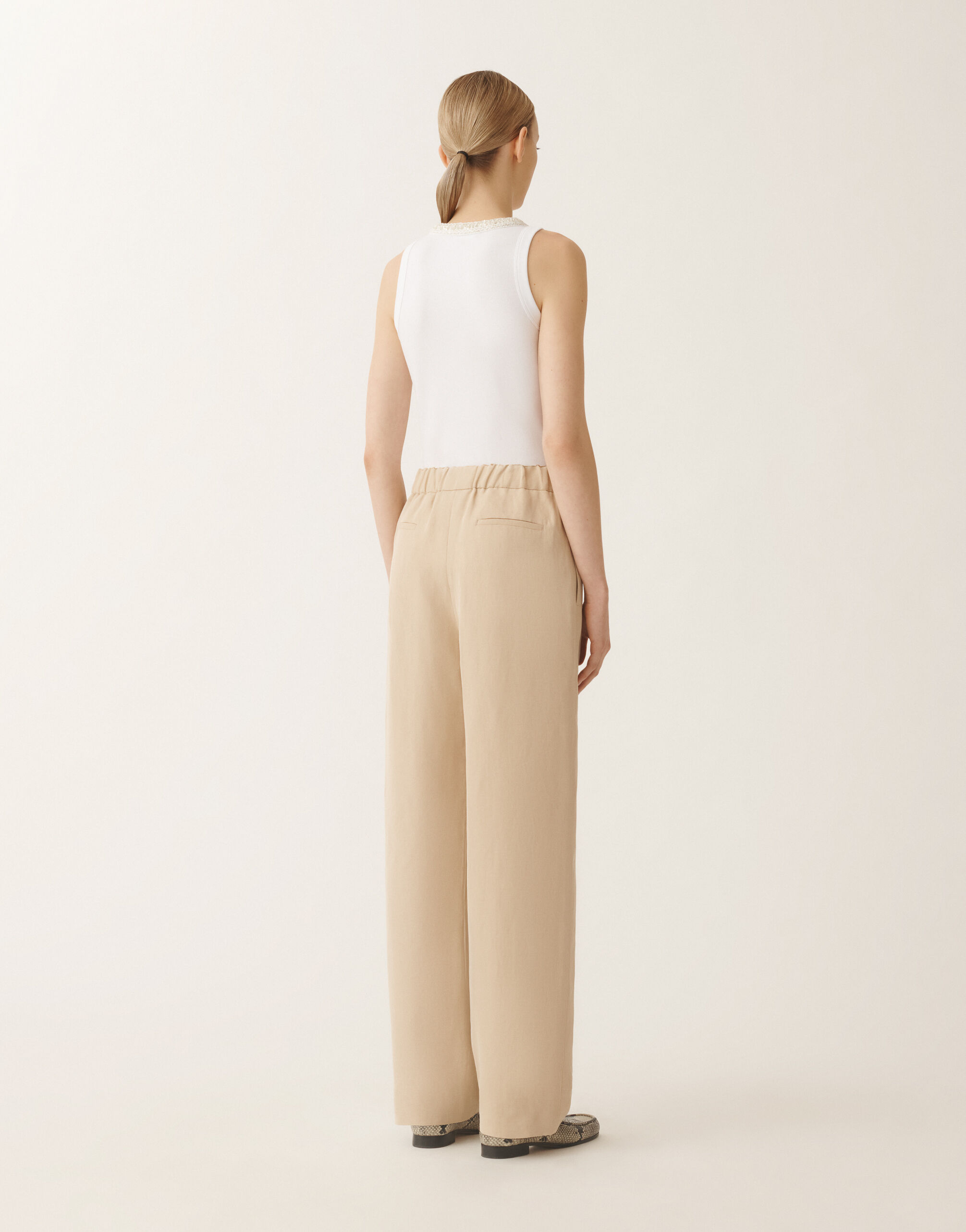 Fabiana Filippi Orvieto linen and viscose trousers, sand SAND PAD275F827D5440000
