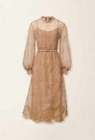 Fabiana Filippi Embroidered lace dress, rattan Rattan ABD226F599M4340000