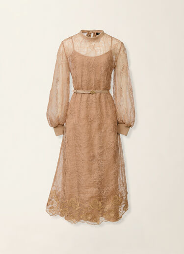 Embroidered lace dress, rattan Fabiana Filippi Embroidered lace dress, rattan Rattan ABD226F599M4340000