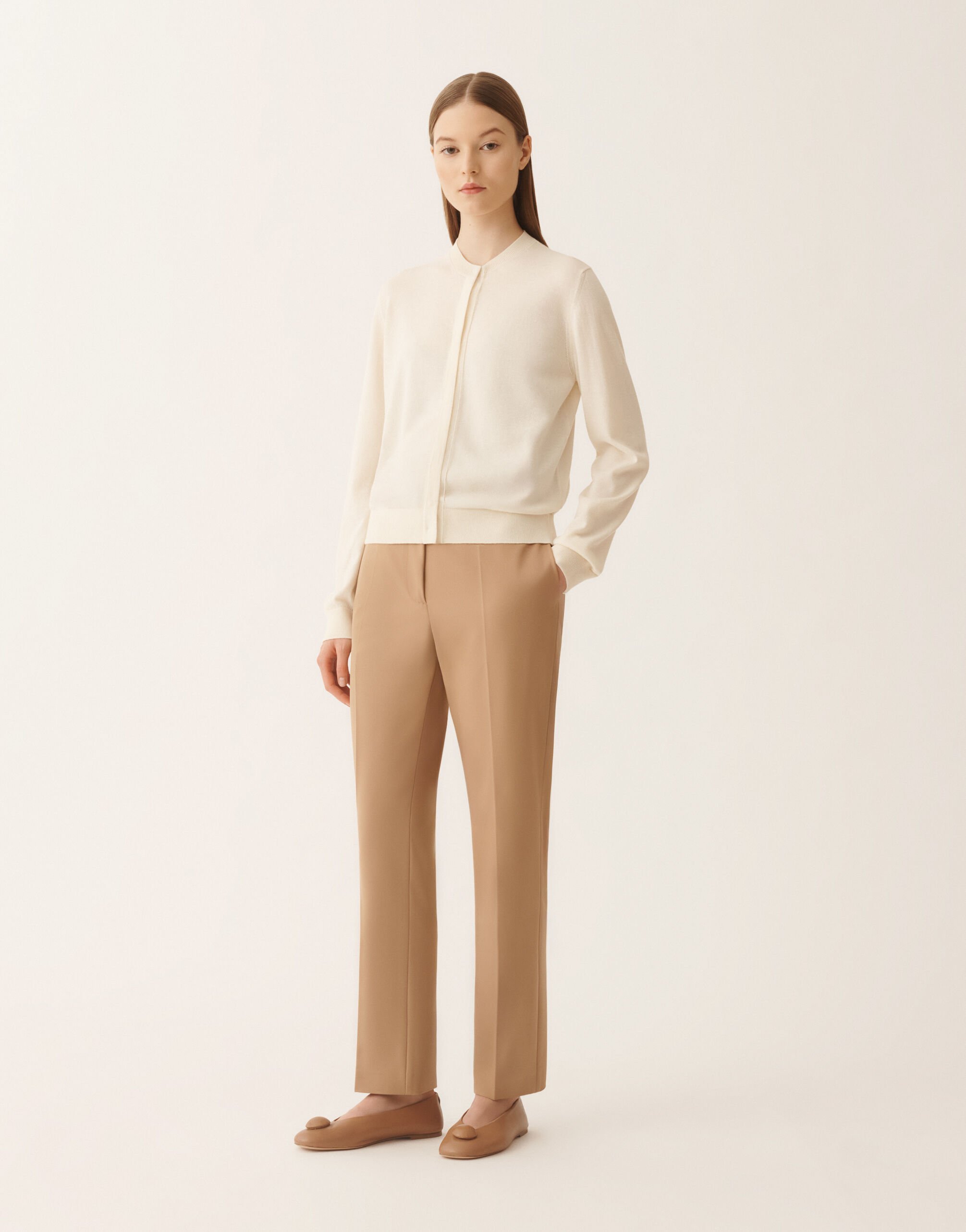 Fabiana Filippi Wool and cotton cardigan, cream Butter MAD266F061L9300000