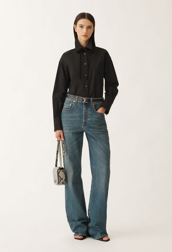 Fabiana Filippi Poplin boyfriend shirt, black BLACK CAD265F329D6500000