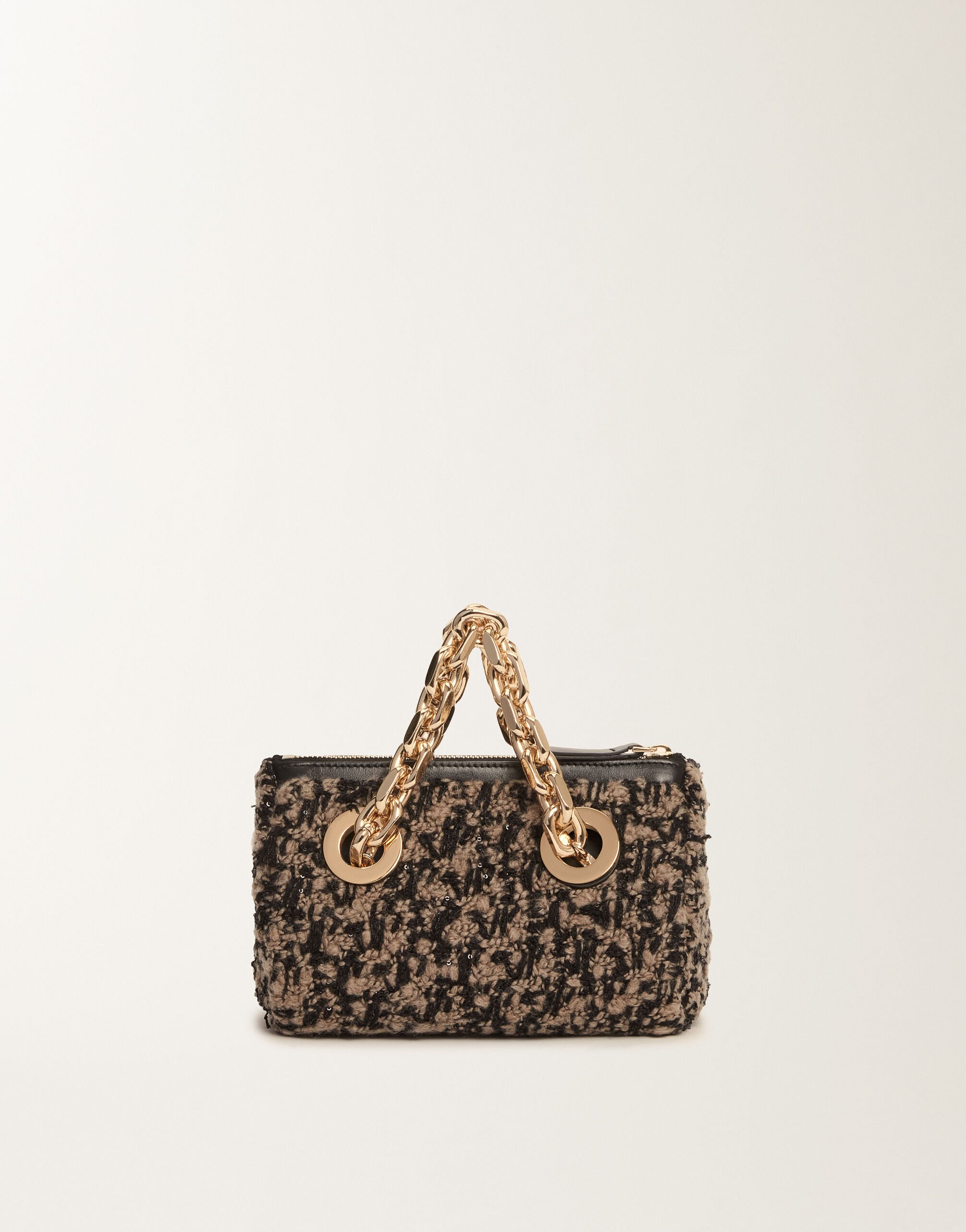Fabiana Filippi Mini Eyelet in Tweed, Taupe und Schwarz Schwarz BGD225A920L8790000