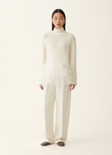 Maglia in Platinum con piume, rafia Fabiana Filippi Maglia in Platinum con piume, rafia RAFIA MAD226F443M4380000