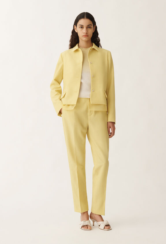Fabiana Filippi Jacke aus Geflecht in Wolle und Leinen, zedernfarben GELB GCD265F314D8220000