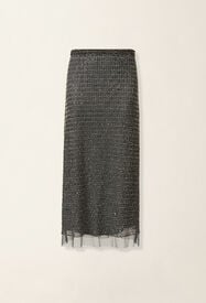 Fabiana Filippi Moonlight embroidered tulle midi pencil skirt, charcoal Charcoal GND226F795M4400000