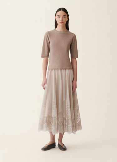 Pullover aus Wolle mit Pailletten, mocha Fabiana Filippi Pullover aus Wolle mit Pailletten, mocha Mocha MAD216F092D7220000