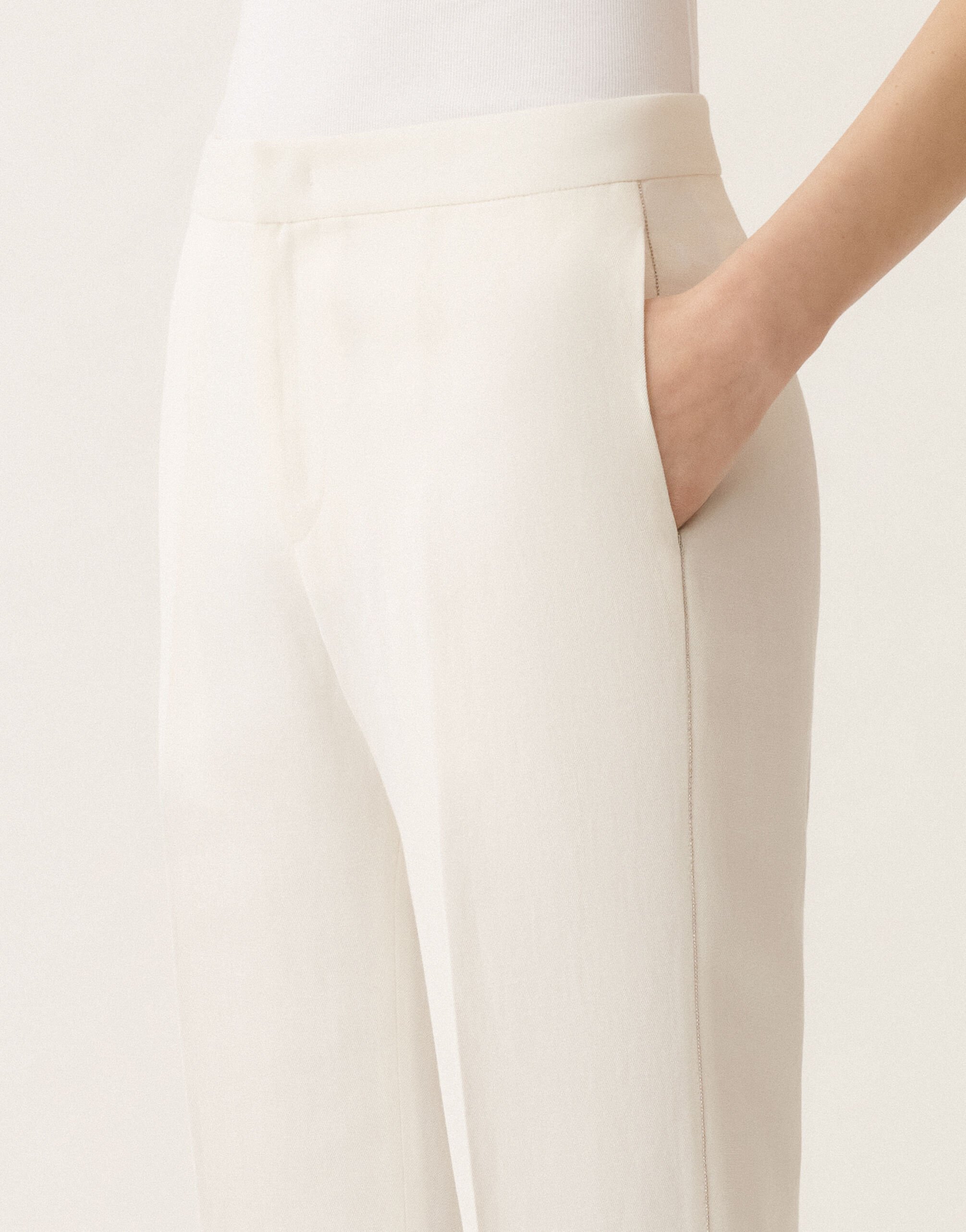Fabiana Filippi Hose Montefalco aus Leinen und Viskose, weiß WEISS PAD275F326L3100000
