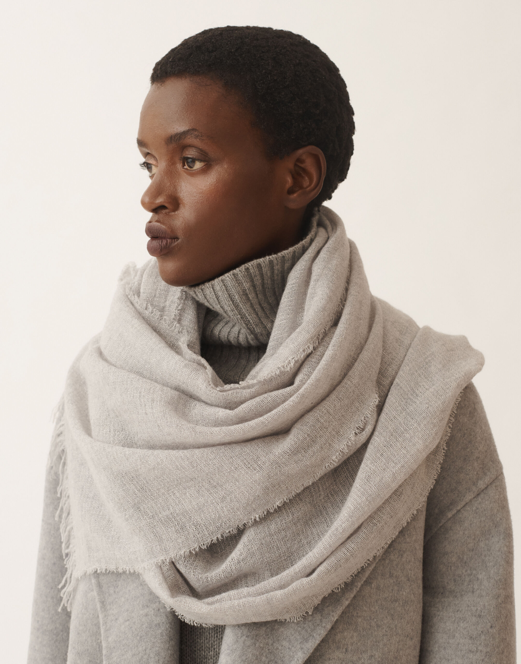 Fabiana Filippi Silk cashmere scarf with lurex, dust GREY SAD215A881L8010000