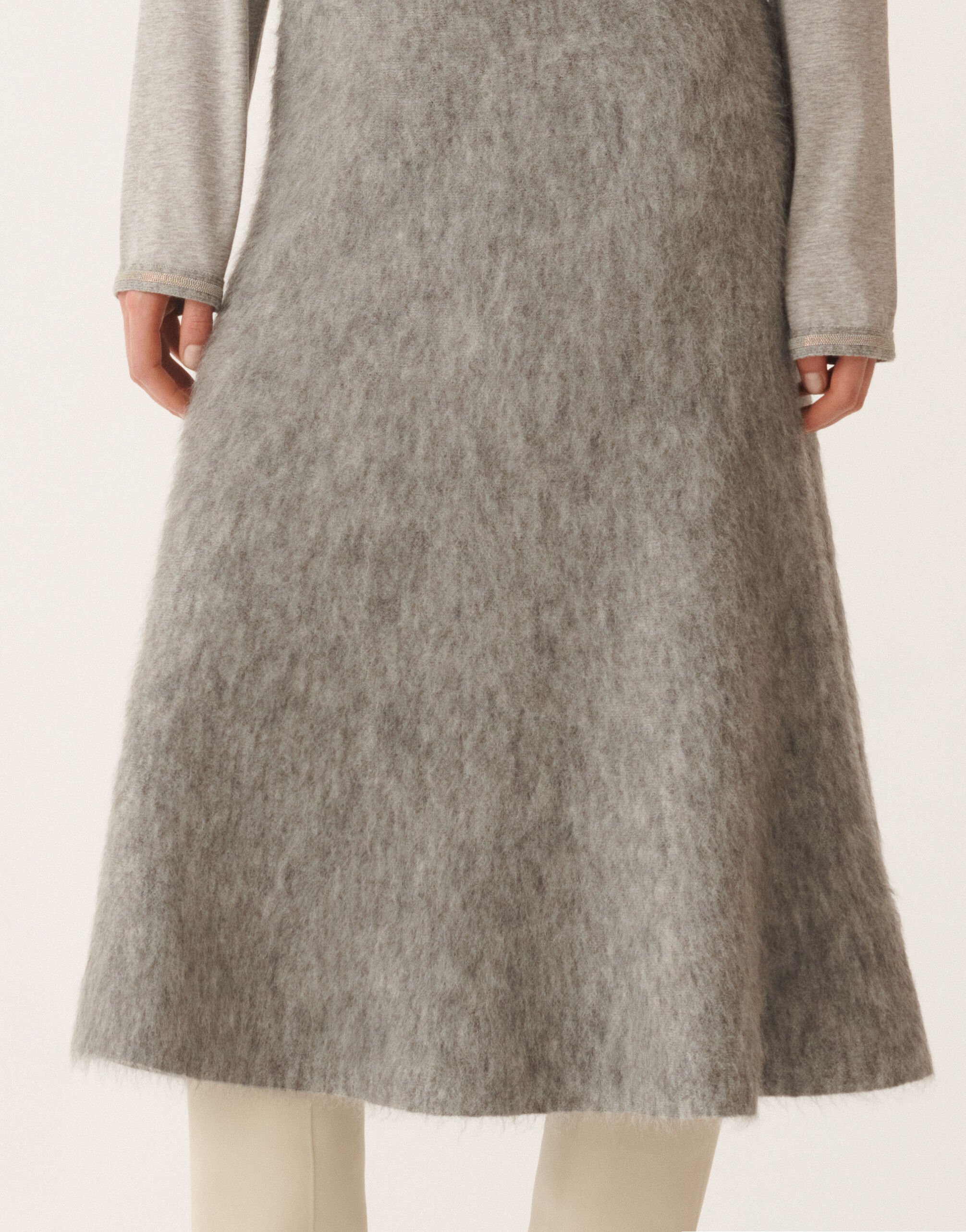 Fabiana Filippi Brushed merino and mohair skirt, rock Grey GND225F803L6200000