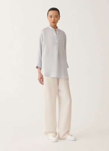 Fabiana Filippi Bluse mit Streifenmuster aus Viskose und Seide, weiß und hellblau HELLBLAU CADC02F351H8950000