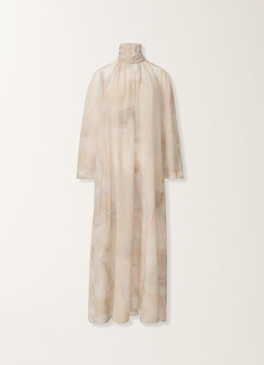 Fabiana Filippi Printed crepe de chine dress, butter, maple and peony BEIGE ABD215F190D8860000