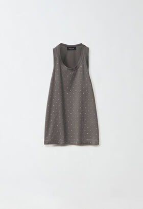 Fabiana Filippi Jersey vest top with all-over embroidery, graphite GREY TPD214F403I0560000