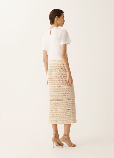 Fabiana Filippi Pencil skirt in wool and cotton with sequins, vanilla Vanilla GND266F383L7350000