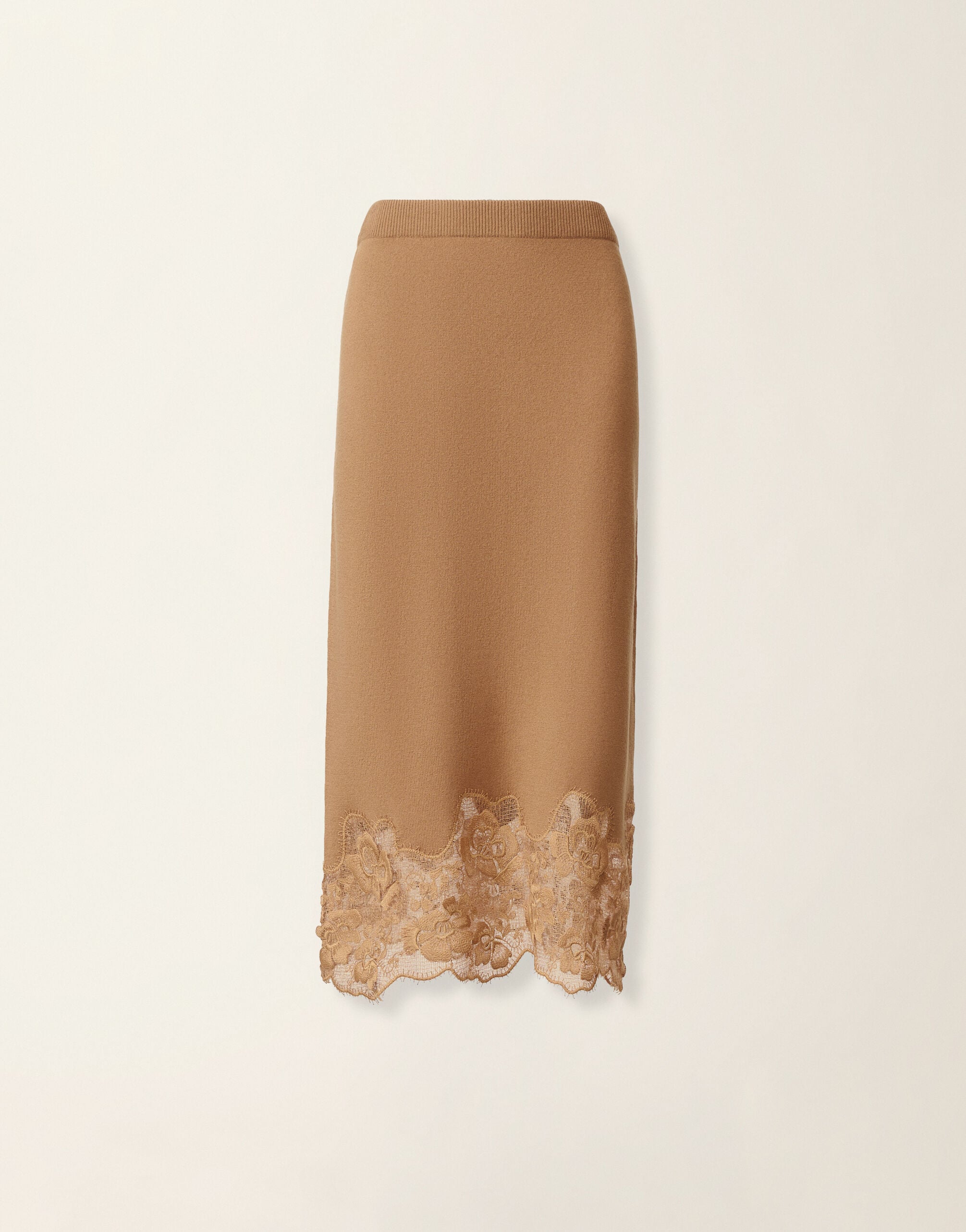 Platinum and lace pencil skirt, rattan Fabiana Filippi Platinum and lace pencil skirt, rattan Rattan GND226F765M4460000