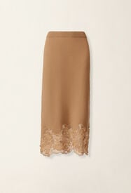 Fabiana Filippi Platinum and lace pencil skirt, rattan Rattan GND226F765M4460000