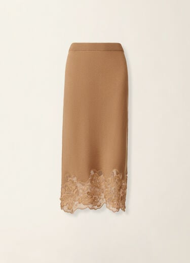 Platinum and lace pencil skirt, rattan Fabiana Filippi Platinum and lace pencil skirt, rattan Rattan GND226F765M4460000