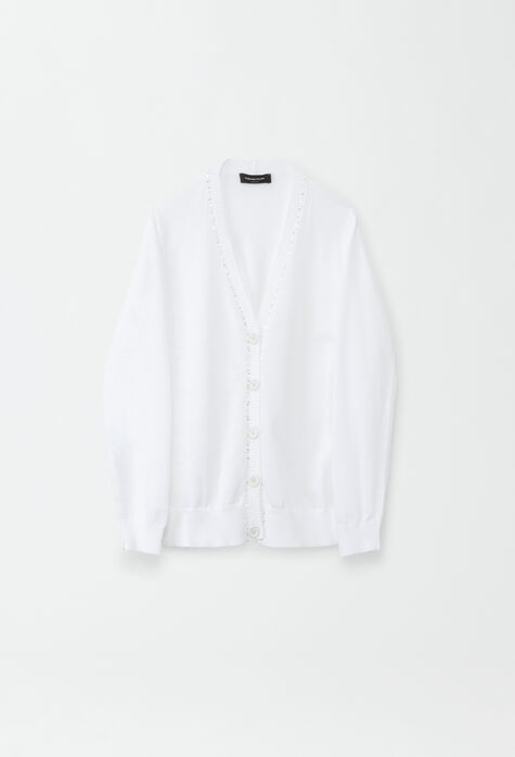 Fabiana Filippi Organic cotton cardigan, optical white MAD274F524D6640000