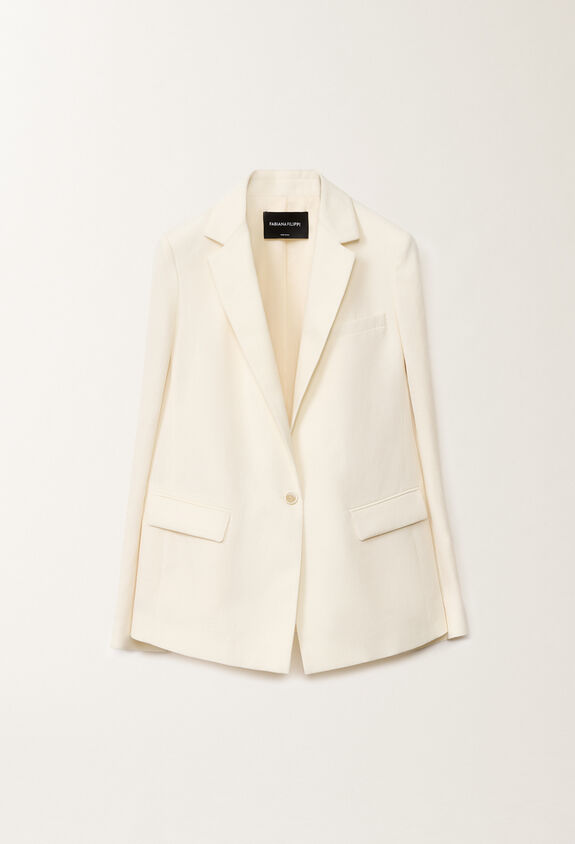 Fabiana Filippi Wool and linen mat jacket, vanilla WHITE GCD265F315D8220000